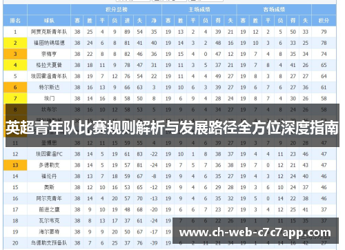 英超青年队比赛规则解析与发展路径全方位深度指南