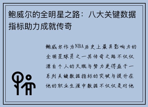 鲍威尔的全明星之路:八大关键数据指标助力成就传奇 鲍威尔的全明星之路:八大关键数据指标助力成就传奇